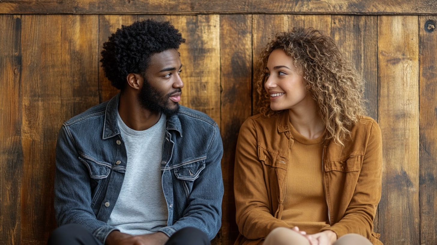 Man en vrouw op een ontspannen eerste date.