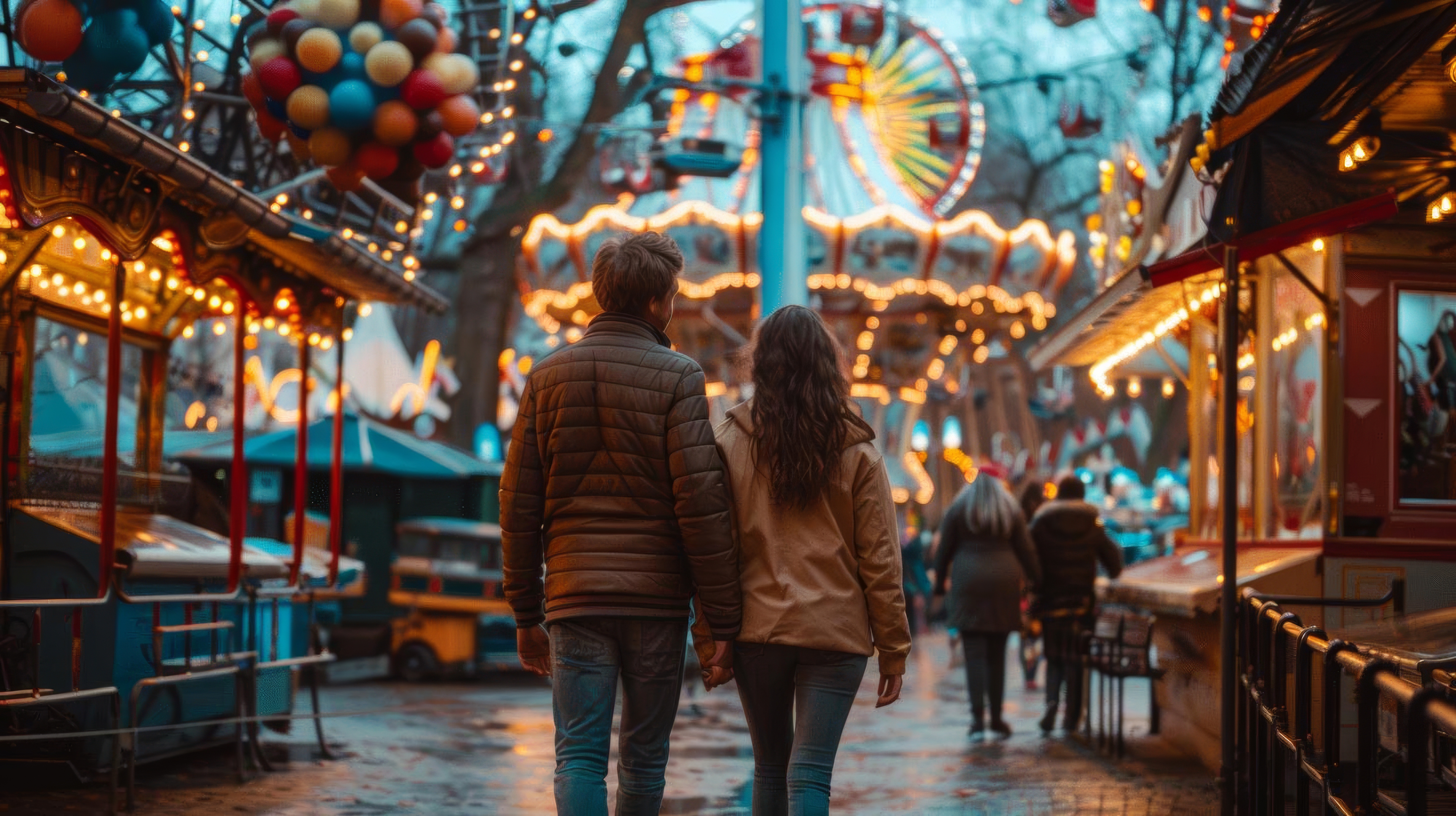 Een oudere man en vrouw die hand in hand lopen en lachen, een emotionele verbinding tonend.